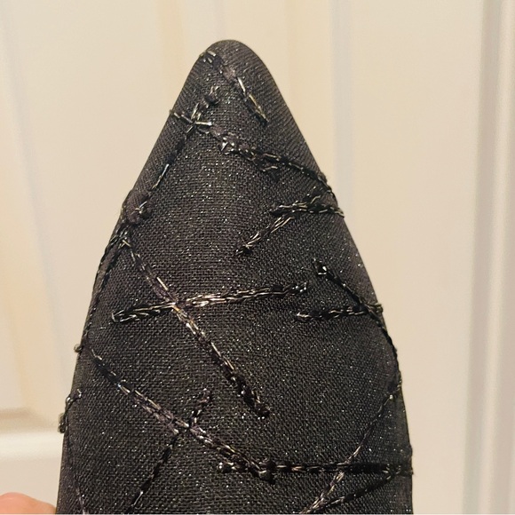 🖤NWOB! Fancy Pointed Toe Black with Silver Metallic Beading, Fringed Flat! - Picture 9 of 12